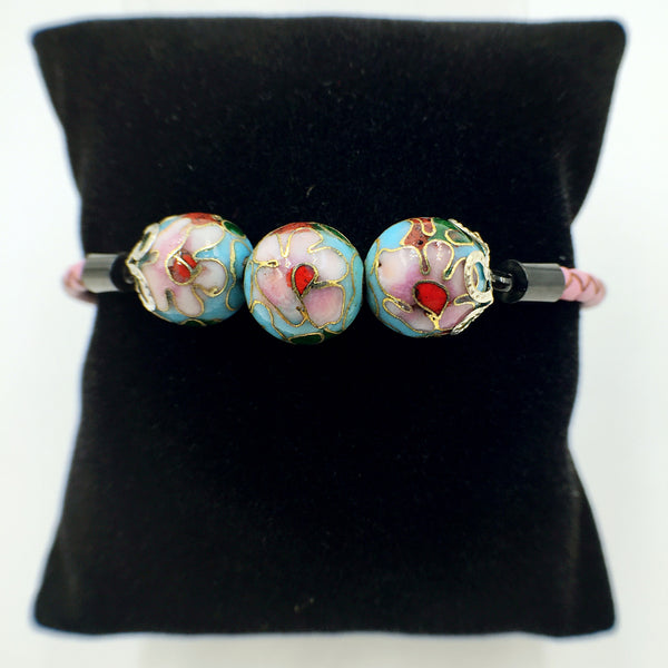 Triple Turquoise Beads on Pink Leather,  - MRNEIO LLC