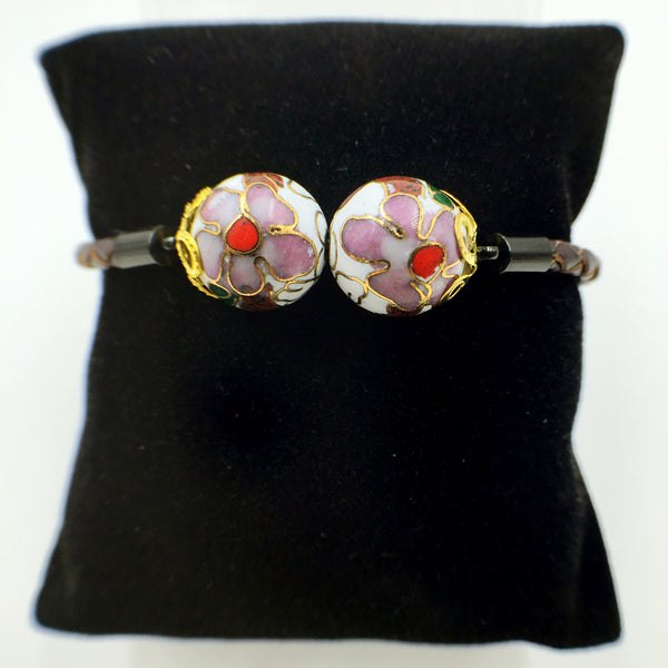 Twin White Beads on Brown Leather,  - MRNEIO LLC