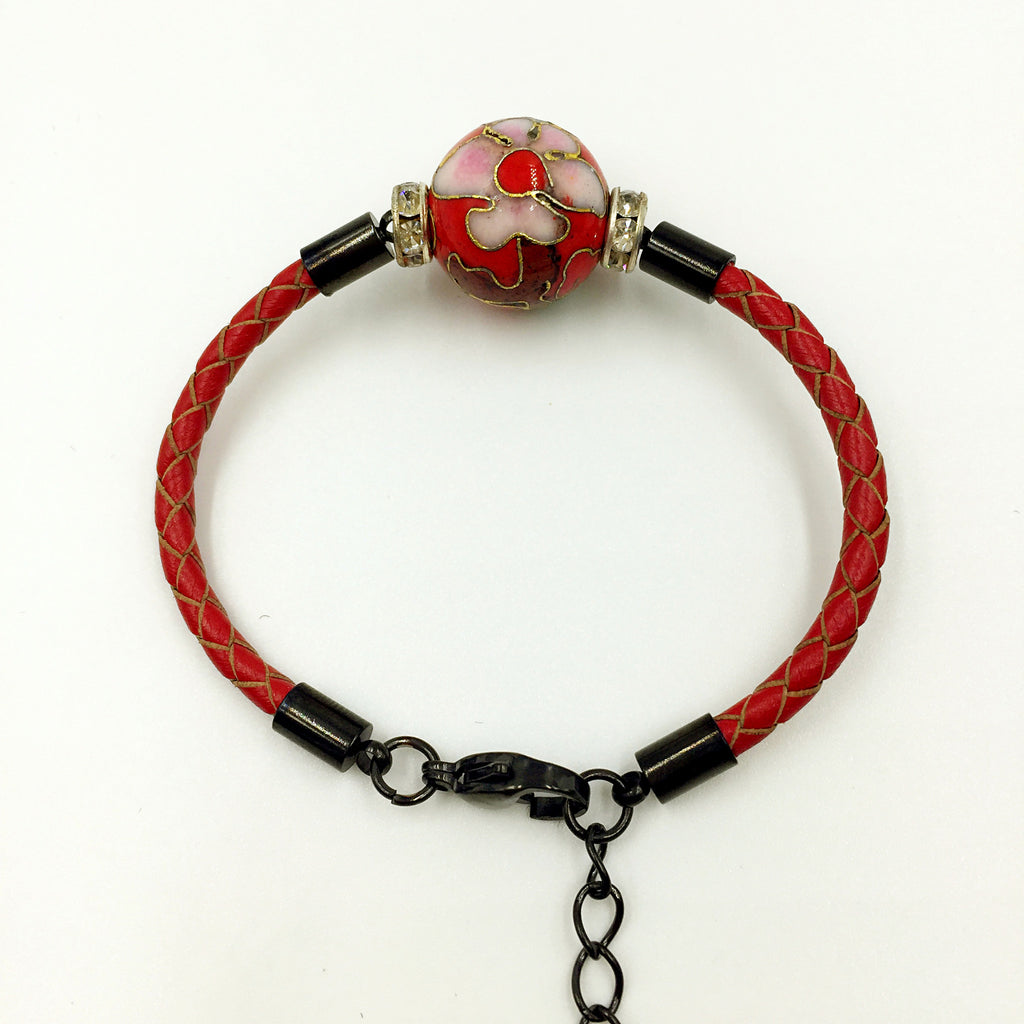 Single Red Bead on Red Leather,  - MRNEIO LLC