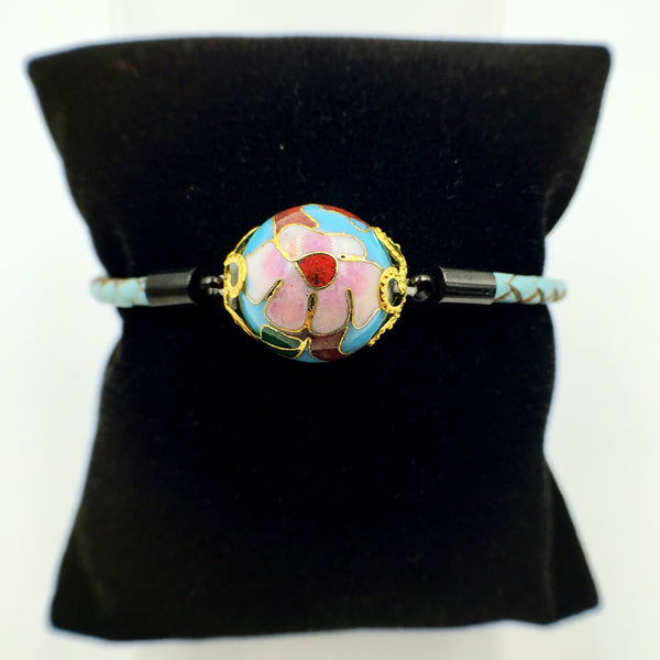 Single Blue Bead on Turquoise Leather,  - MRNEIO LLC