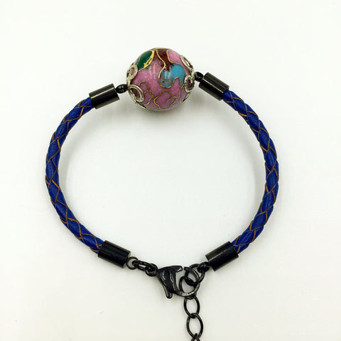 Single Lilac Bead on Navy Blue Leather,  - MRNEIO LLC