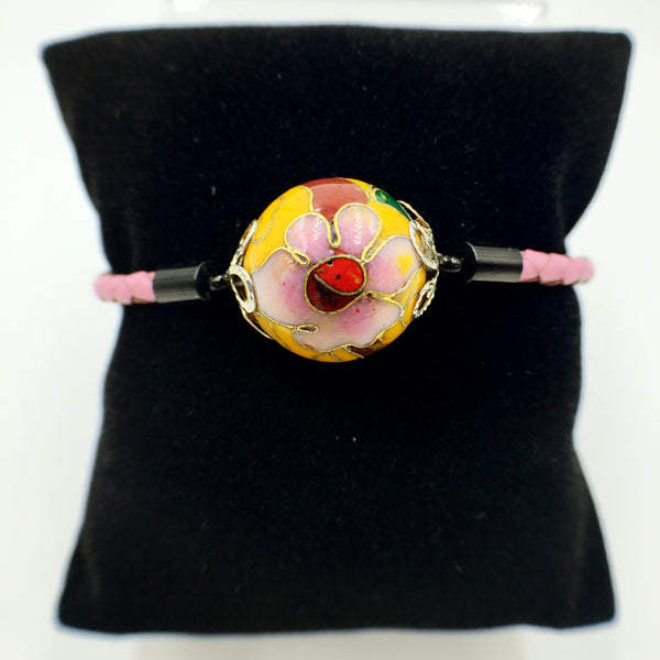 Single Golden Yellow Bead on Pink Leather,  - MRNEIO LLC