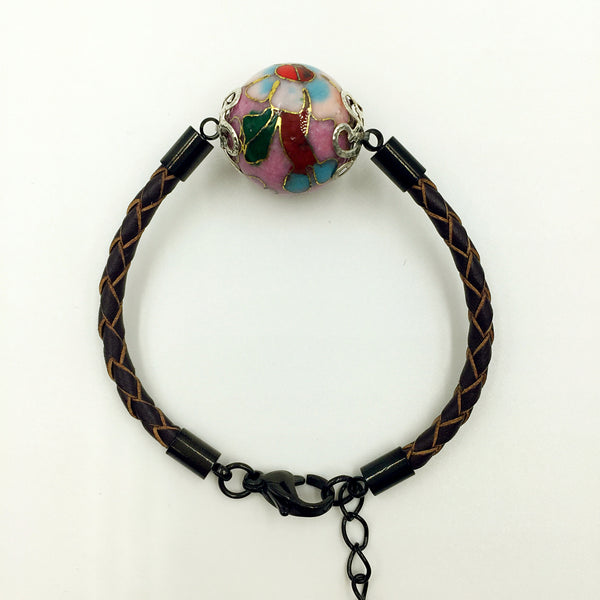 Single Lilac Bead on Brown Leather,  - MRNEIO LLC