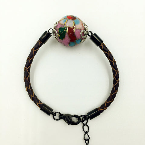 Single Lilac Bead on Brown Leather,  - MRNEIO LLC