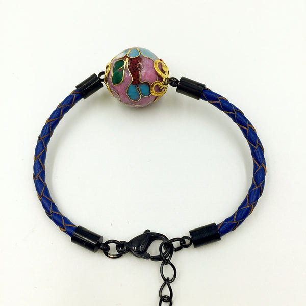 Single Lilac Bead on Navy Blue Leather,  - MRNEIO LLC