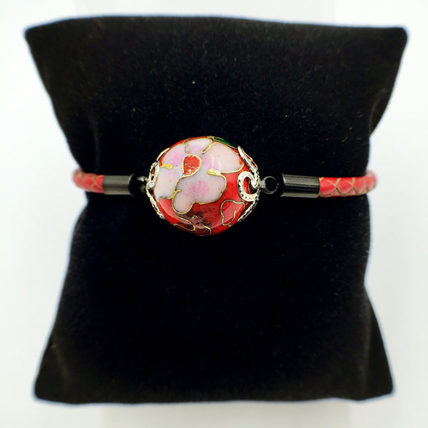 Single Red Bead on Red Leather