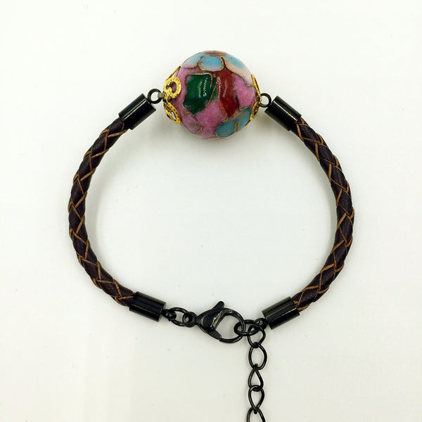 Single Lilac Bead on Brown Leather,  - MRNEIO LLC