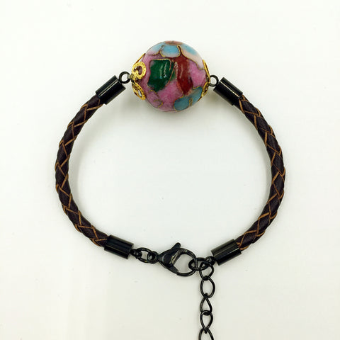 Single Lilac Bead on Brown Leather,  - MRNEIO LLC