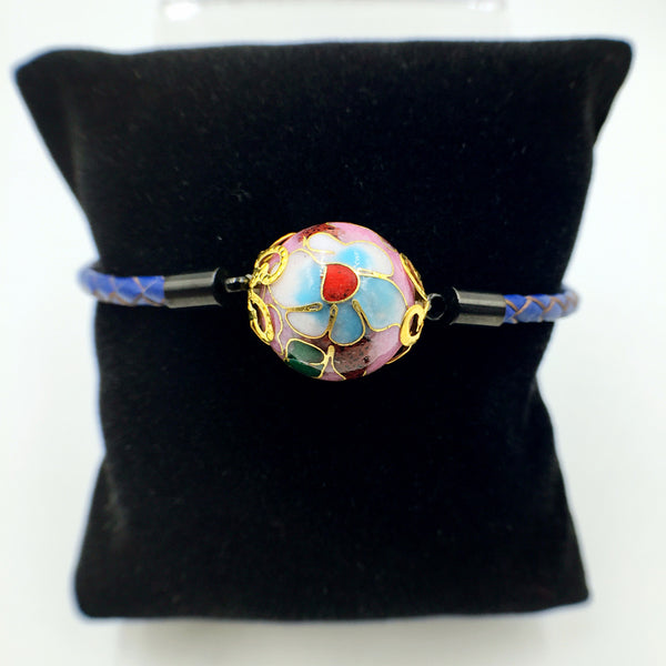 Single Lilac Bead on Navy Blue Leather,  - MRNEIO LLC