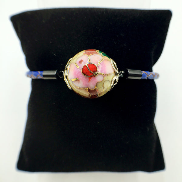 Single Moon Yellow Bead on Navy Blue Leather,  - MRNEIO LLC