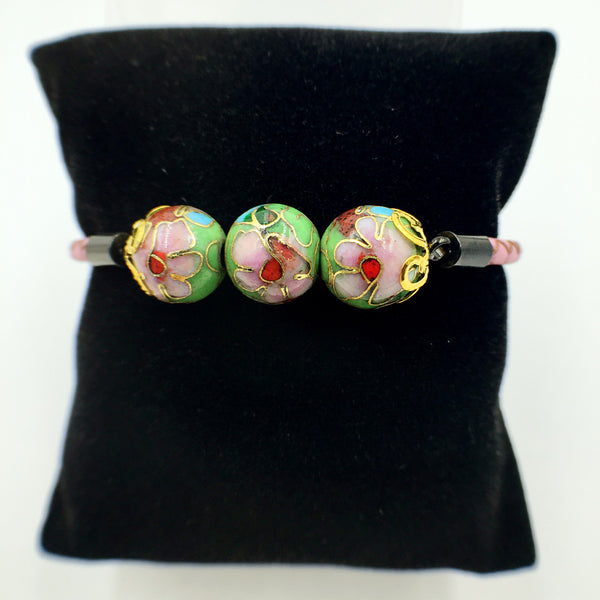 Triple Green Beads on Pink Leather,  - MRNEIO LLC