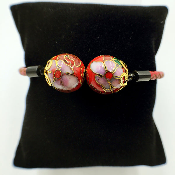 Twin Red Beads on Red Leather,  - MRNEIO LLC