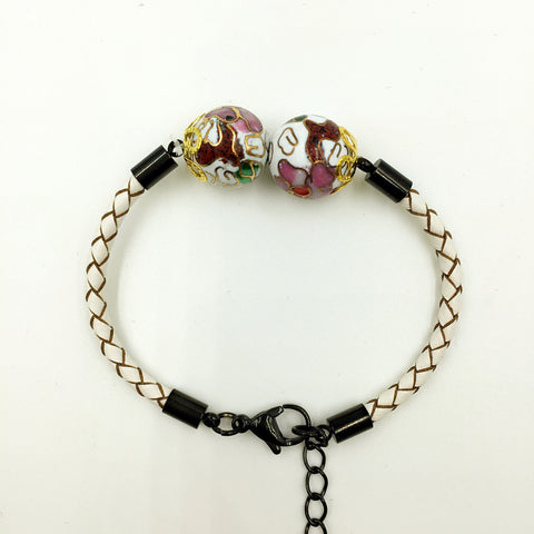 Twin White Beads on White Leather,  - MRNEIO LLC