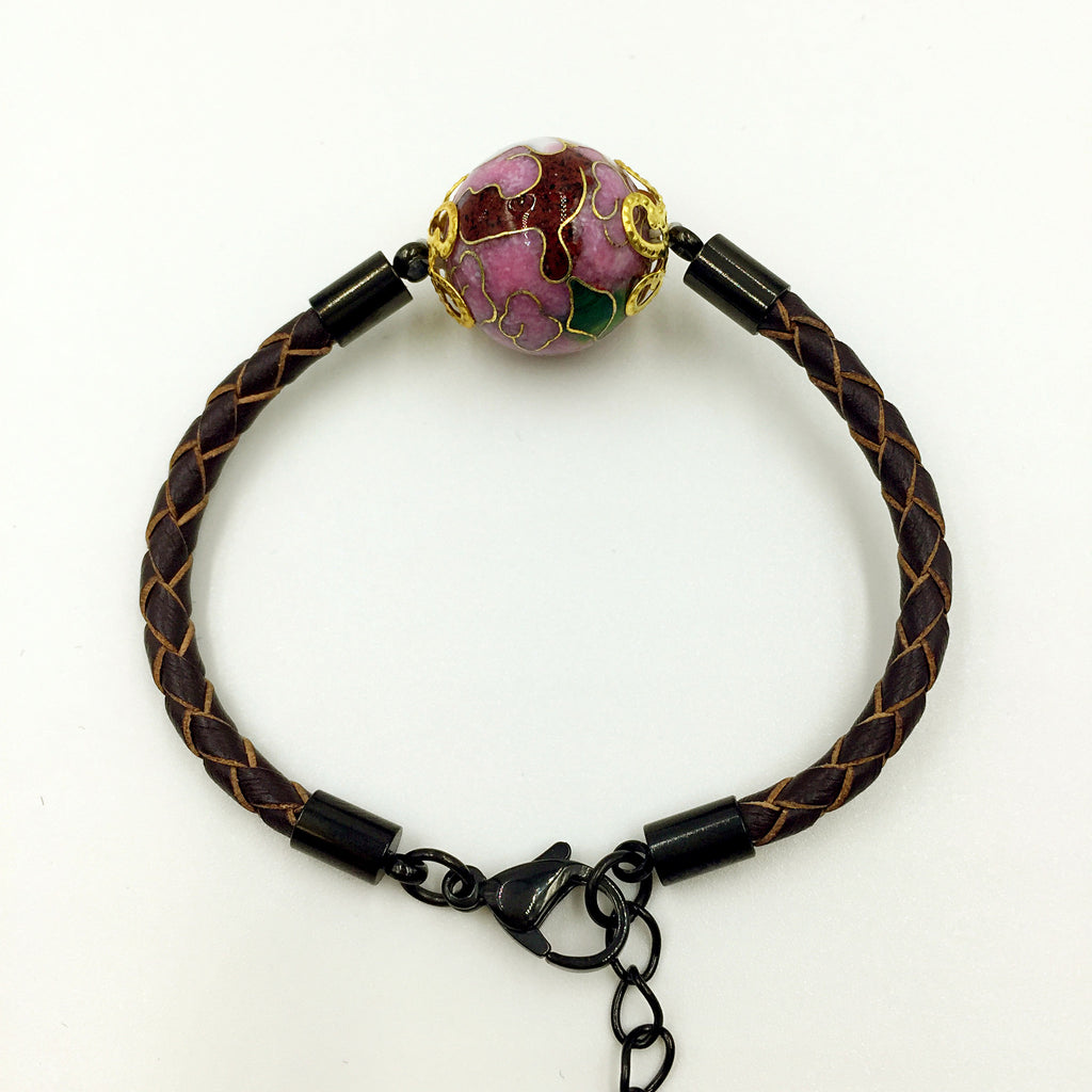 Single Lilac Bead on Brown Leather,  - MRNEIO LLC
