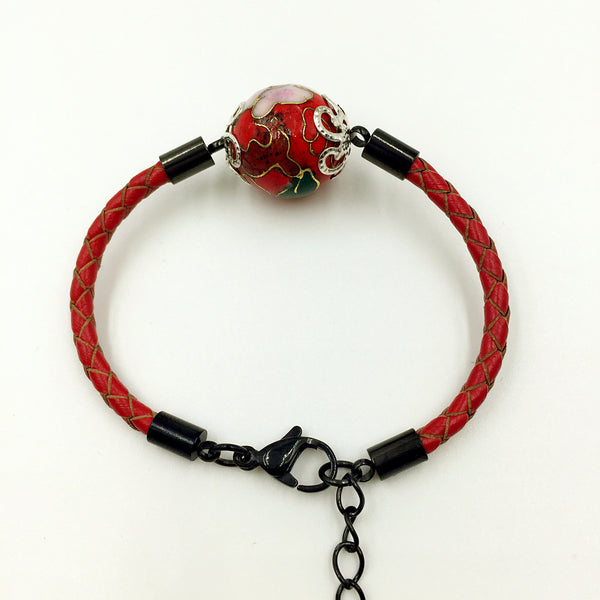 Single Red Bead on Red Leather,  - MRNEIO LLC