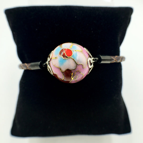 Single Lilac Bead on Brown Leather,  - MRNEIO LLC
