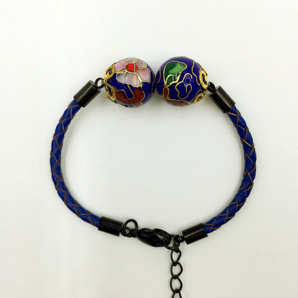 Twin Navy Blue Beads on Navy Blue Leather