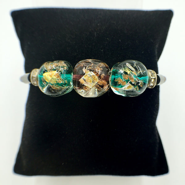 Triple Stellar Purple and Blue/Green Beads on Navy Blue Leather,  - MRNEIO LLC