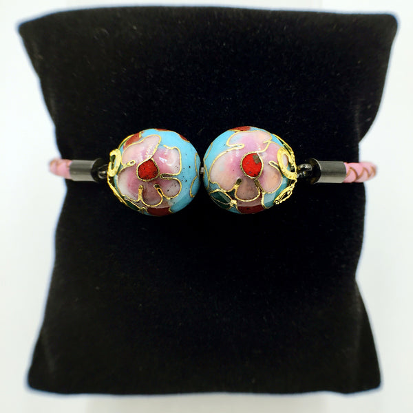 Twin Turquoise Beads on Pink Leather,  - MRNEIO LLC